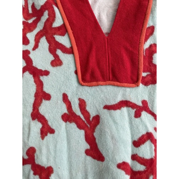 J. McLaughlin Vneck Coral Blue Red Sweater Women Size Small Cotton Blend Stretch - Picture 6 of 6